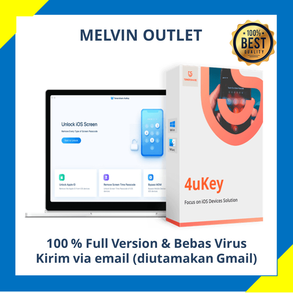 TENORSHARE 4UKEY (PEMBUKA KODE SANDI LAYAR) UNTUK IOS - Windows|Android|IOS|Iphone