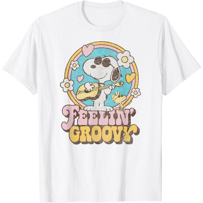 (COD) Makeyoushine X Generasi90 Peanuts - Feelin' Groovy Snoopy and Woodstock T-Shirt Baju untuk Pri