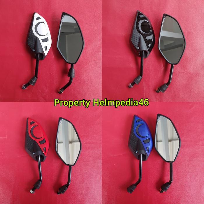 Kaca Spion motor HONDA SUZUKI Variasi Beat Vario dll | merah putih dll - Putih