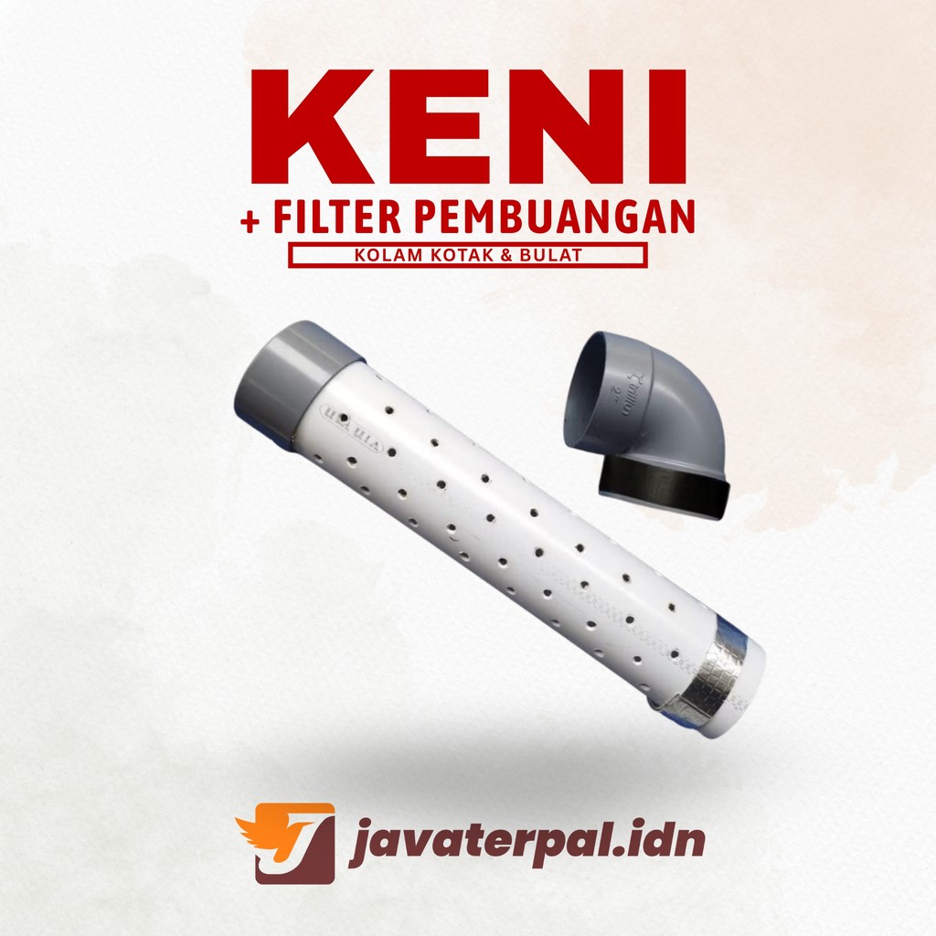 Pipa Filter + Keni L Pembuangan Kolam 2 inch / 2dim Untuk Kolam Bulat Kotak Bundar