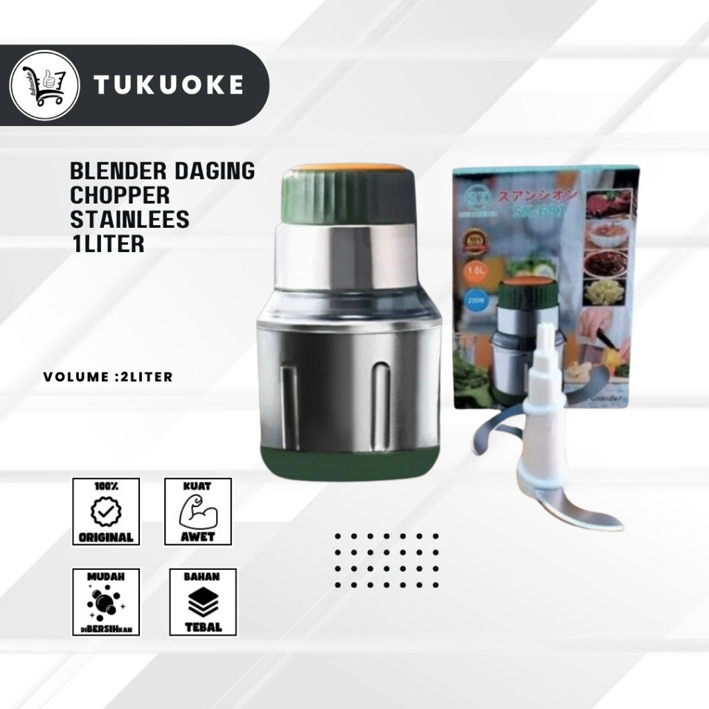BLENDER DAGING CHOPPER STAINLEES 1LITER 681 CHOPPER SERBAGUNA STAINLESS STEEL STENLIS BLEANDER LOGAM