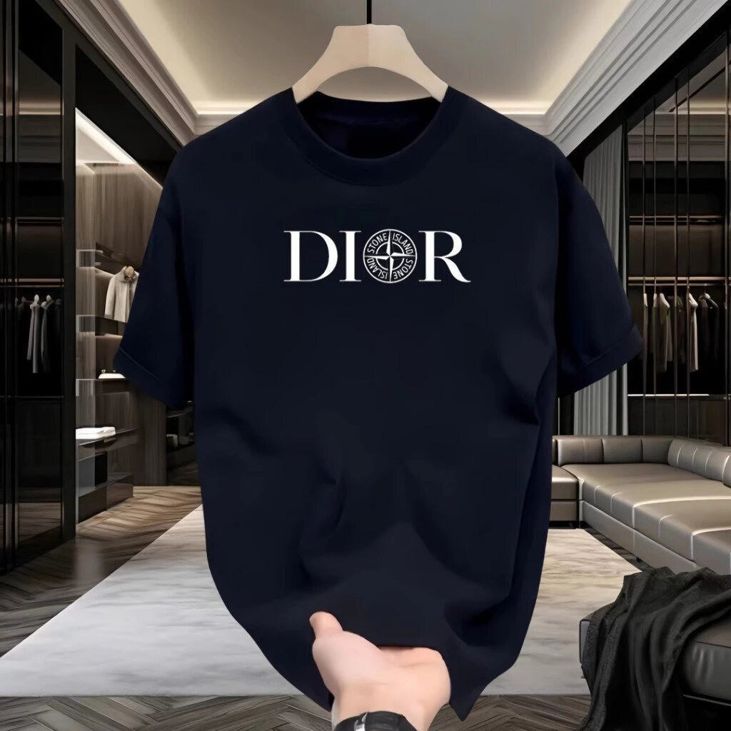 [Kaos Harian COD] Cetak Teks DIOR Dengan Motif Kompas Di Tengah Kaos Premium Cotton Combed Tebal Pil