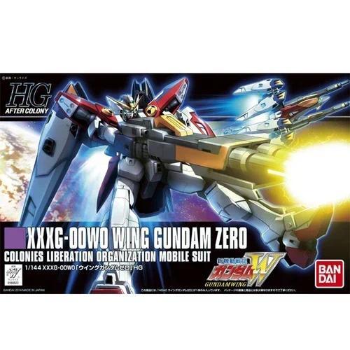 Bandai Gundam Model Kit Anime Figure HGAC XXXG-00W0 Wing Gundam Zero Genuine Robot Model Action Toy 