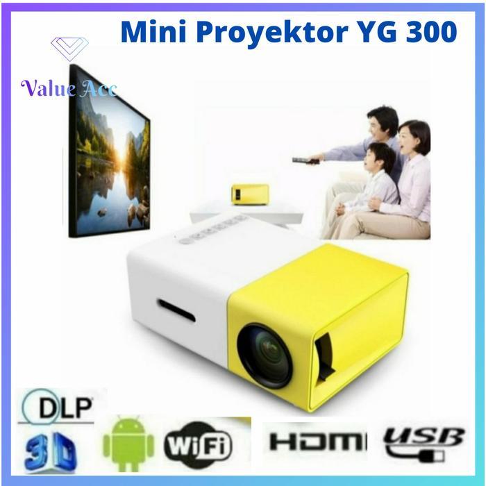 Mini Proyektor Led YG300/YG-300/YG-300 Proyektor Portable Home- Kuning