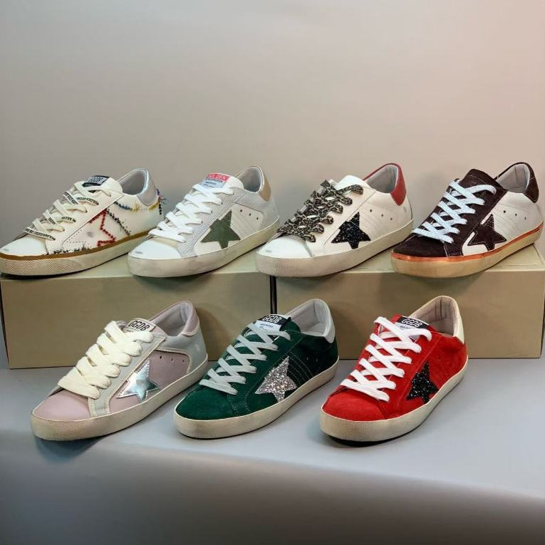 GGDB 2025 Counter Latest Couple Design Seven Colors Cow Leather Lace-up Sneakers