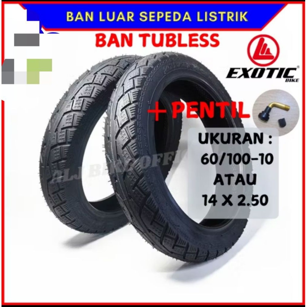 CANDUSHOP Ban Luar Sepeda listrik Ukuran 14x2.50 Tubles Kuat Exotic Pacific
