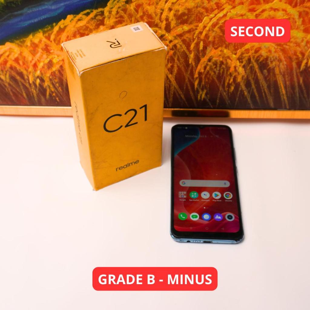 REALME C21 4/64 GB GRADE B - MINUS HP SECOND ORIGINAL SINAR MUTIARA CELL
