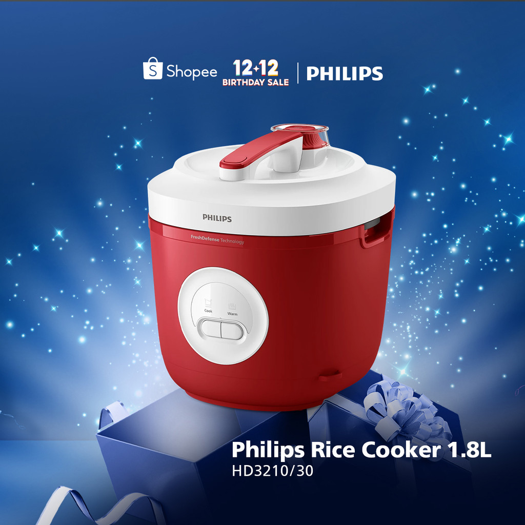 Philips Rice Cooker Magicom 1.8 L - 3000 Basic Series HD3210/30 - Merah - Anti lengket - FreshDefens
