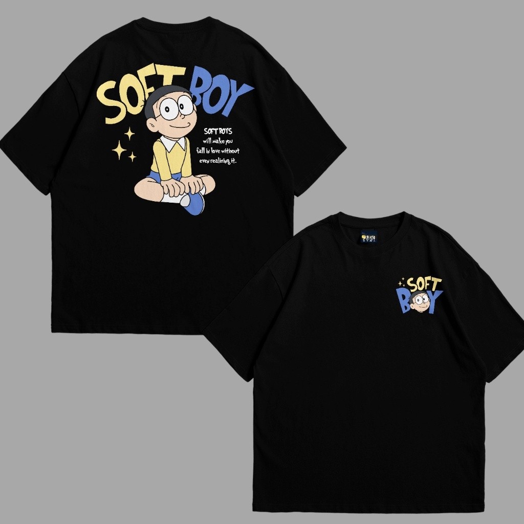COD  SHINZO - Kaos Oversize Soft Boy - Tshirt Nobita - Baju Doraemon - Kaos Cartoon Streetwear Unise