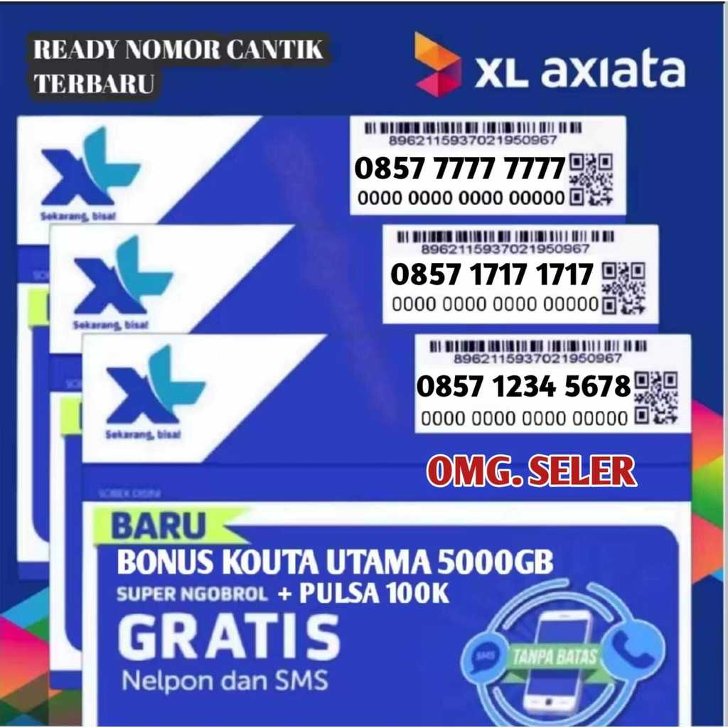 COD KARTU CANTIK XL 12 DIGIT BONUS KOUTA 5000GB PULSA 100K BISA DIGUNAKAN SELURUH INDONISIA JARINGAN