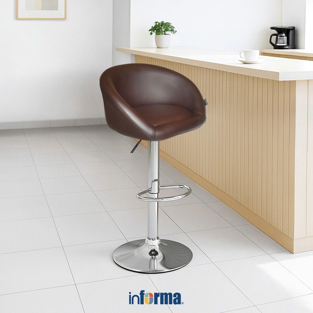 Informa Tommy Kursi Bar - Cokelat Bar Stool Kursi Kafe Bartending Furniture Ruang Makan Bangku Minib