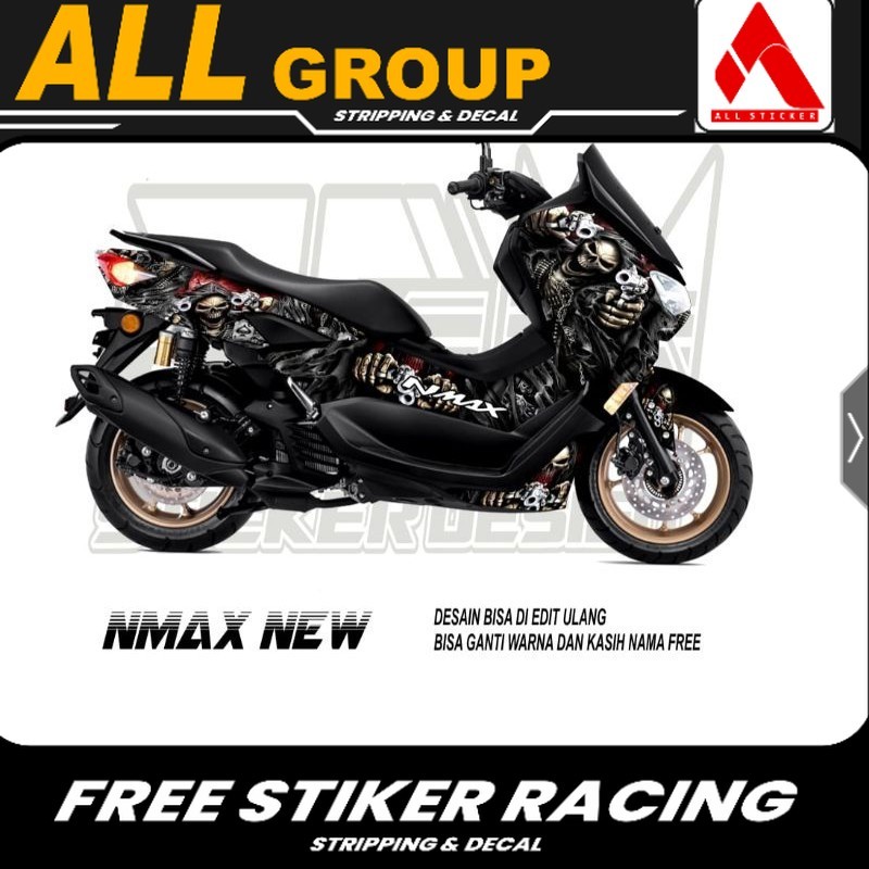 striping stiker decal full bodi nmax new 2020 motif tengkorak