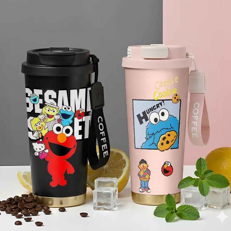 Tumbler Sesame Street Elmo Cookie Monster Zoe Big Bird Termos Kopi CUP Case 500 ML Stainless Steel S