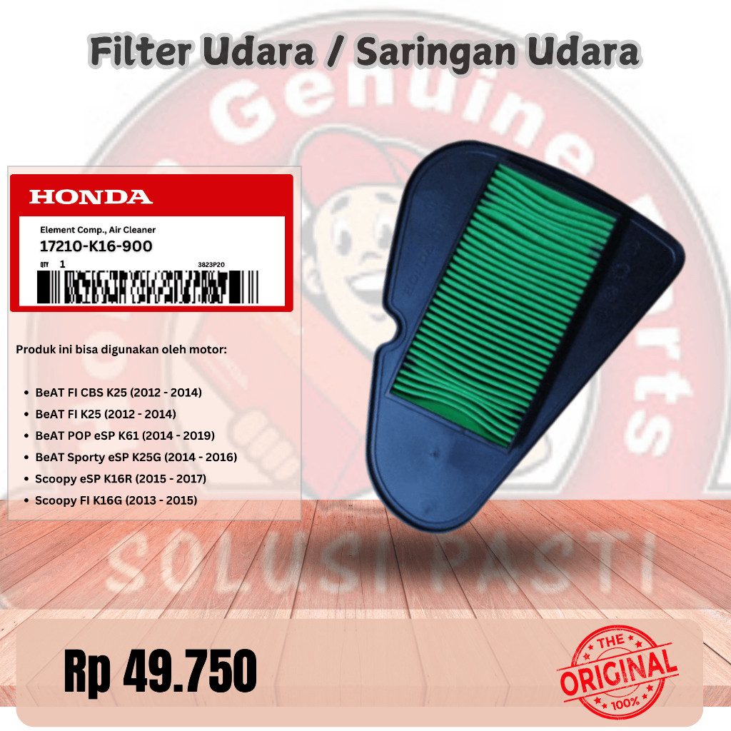 Filter Udara K16 Beat F1 (17210-k16-900) original AHM