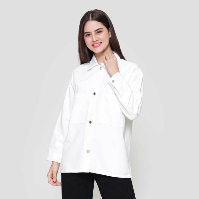 Nevada Denim Double Pocket Jacket Oversized Wanita 123133421