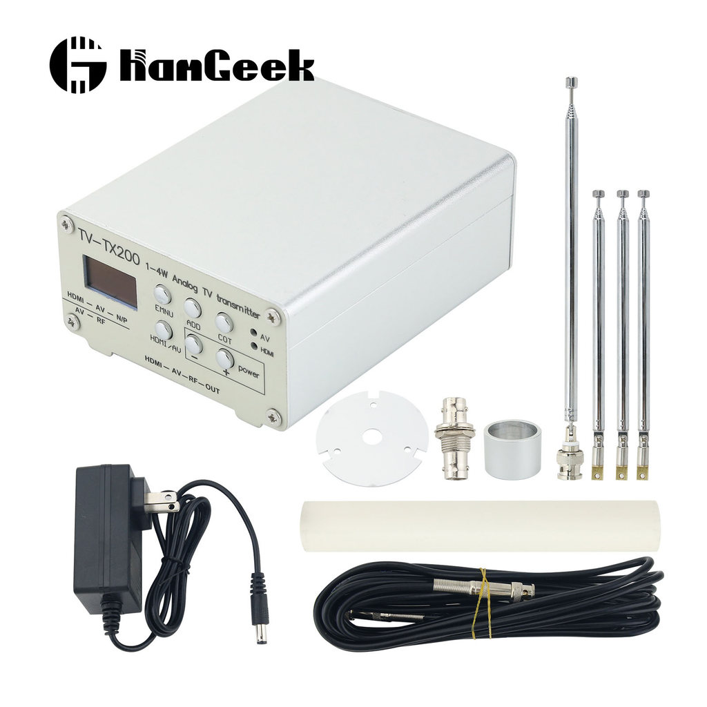 HamGeek TV-TX200 VHF/UHF Analog TV Transmitter Support HD/AV Input Analog Signal Transmitter with Te