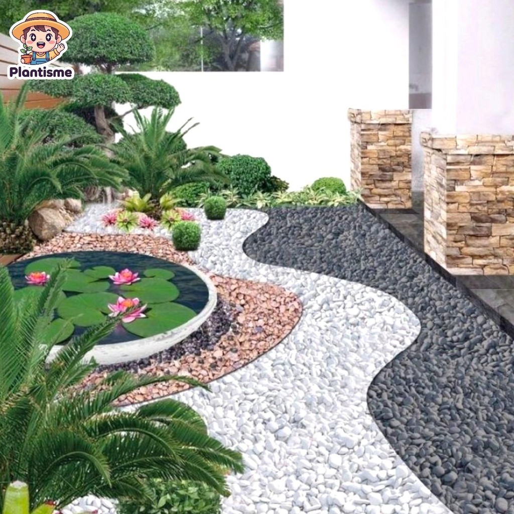 Batu Hias - Coral Karungan Pebbles Hitam Putih Pink Peach Merah Hijau Pancawarna Batu Alam Besar Kec