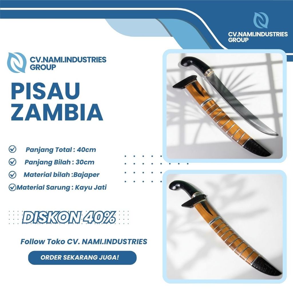 Pisau Panjang Baja Asli Zambia Poleet