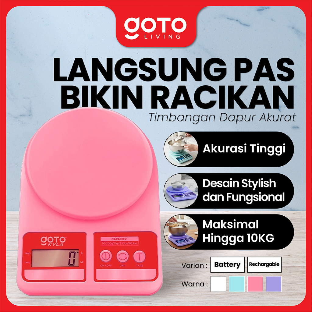 Goto Kyla Kitchen Scale Timbangan Bumbu Dapur Kue Digital Charge LED