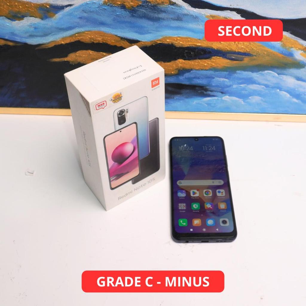 XIAOMI REDMI NOTE 10S 6/64 GB GRADE C - MINUS HP SECOND ORIGINAL SINAR MUTIARA CELL