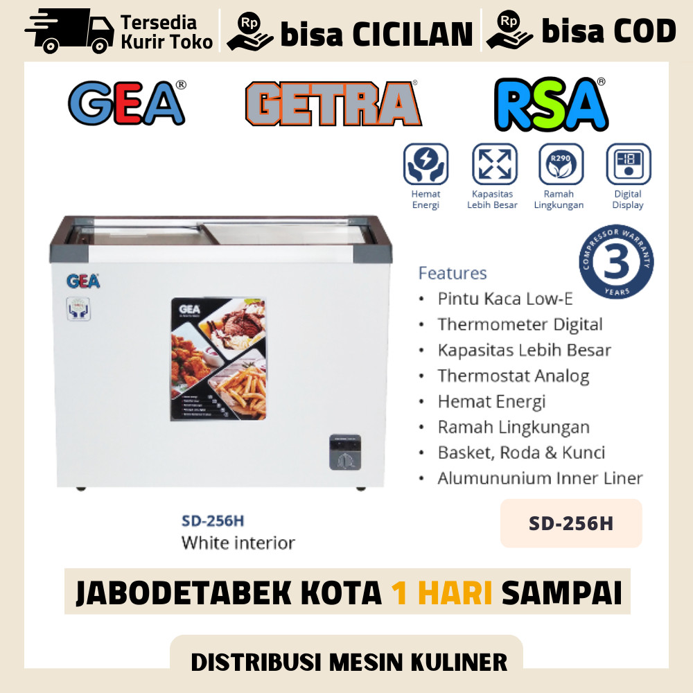 SLIDING FLAT GLAS FREEZER GEA SD-256H FREEZER KACA FLAT SLIDING 300L
