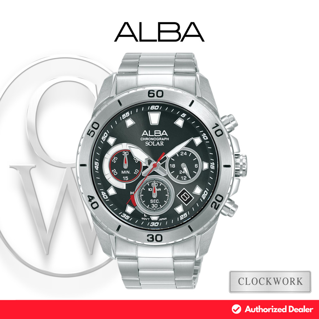 Jam Tangan Pria Alba Active Chronograph AZ5015X1 Rantai Classic Formal Silver Dial Hitam