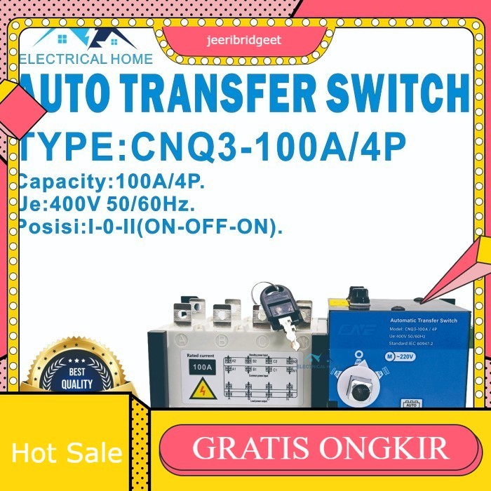 Auto Transfer Switch ATS 4P 100A/Motorized Ohm Saklar 100A