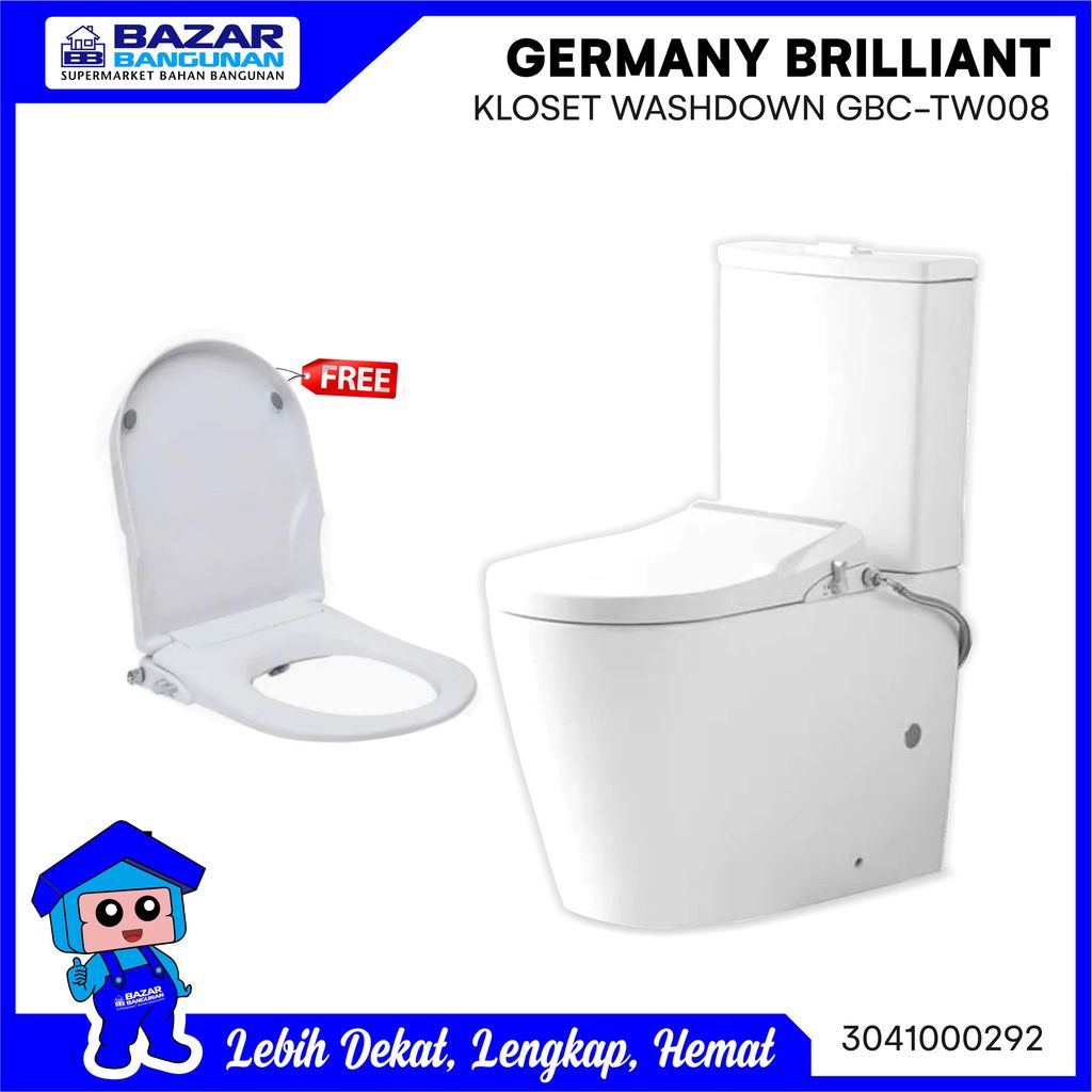 [FREE ONGKIR]: CLOSET / KLOSET / TOILET DUDUK GERMANY BRILLIANT GBC TW007 GBCTW007 WHITE