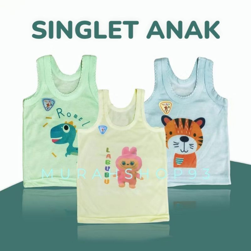 12pcs Kaos Dalam Anak Bayi Laki Laki Bahan KATUN / Singlet anak Motip umur 0-8 tahun / Kaos Dalam An