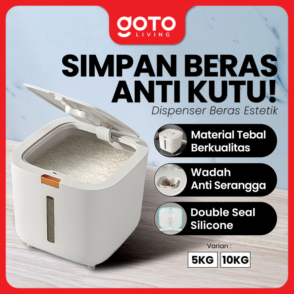 Goto Suki Dispenser Tempat Penyimpanan Wadah Beras 10 5 Kg Aesthetic