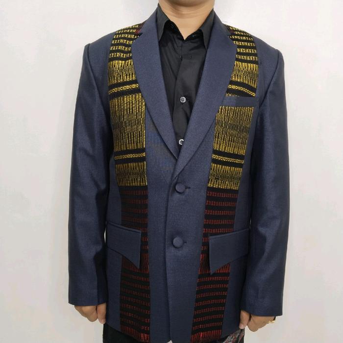 KODE:(4)BIRU DONGKER GLOSY jas ulos set komplit ( jas + celana + dasi + caver jas) Setelan Formal - 