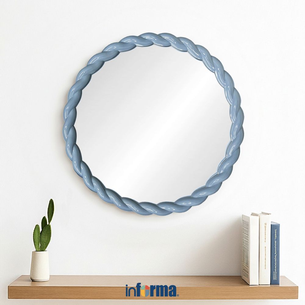 Informa 60X60 cm Cermin Dinding Round - Biru Wall Mirror Kaca Dinding Dekorasi Rumah Cafe Resto Hote