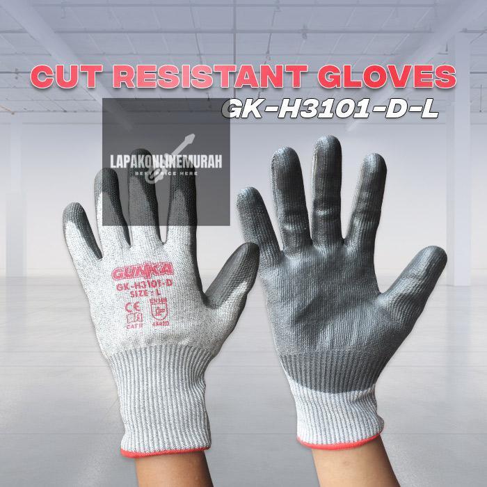 Cut Resistant Gloves (Size L EN-ISO Grade D) GUNKA GK-H3101-D Sarung Tangan Anti Pisau Potong Bacok 