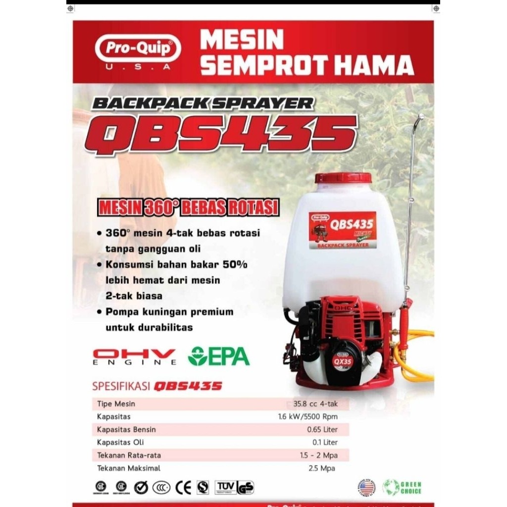 mesin semprot hama 4tak / semprotan hama menggunakan mesin 4tak pro quip QBS435