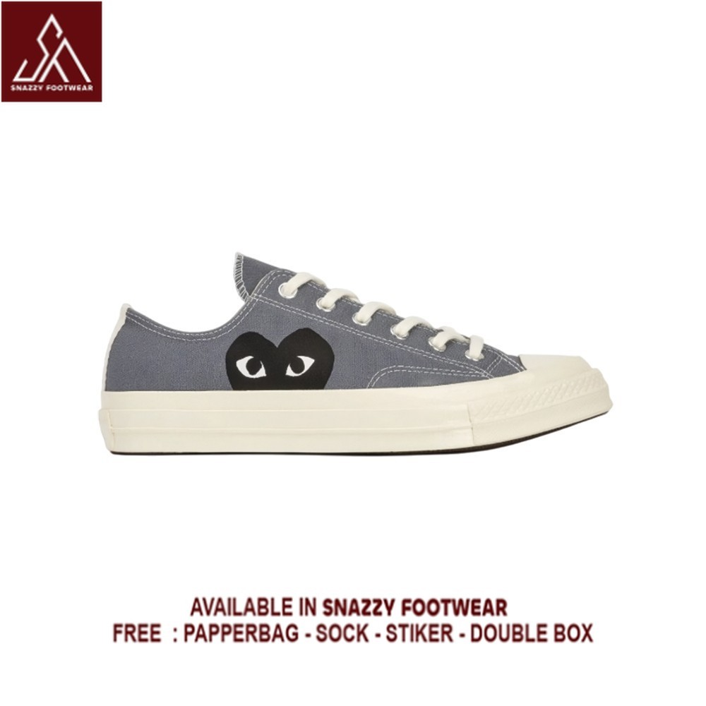 Sepatu Sneakers Converse 70s CTAS LOW x CDG PLAY Steel Grey 100% Original Unisex
