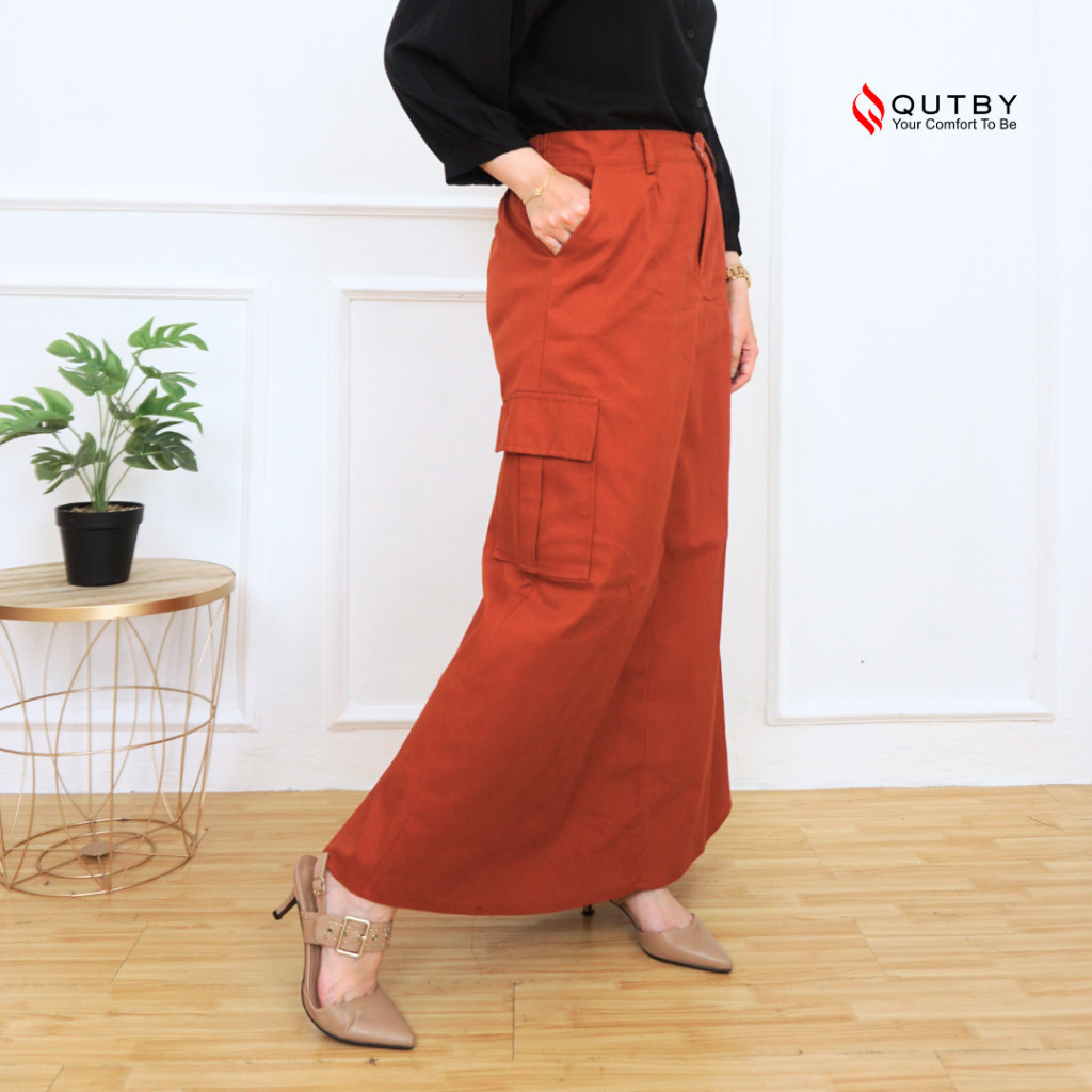 QUTBY - Rok A-Line Wanita Katun Premium Model Kekinian