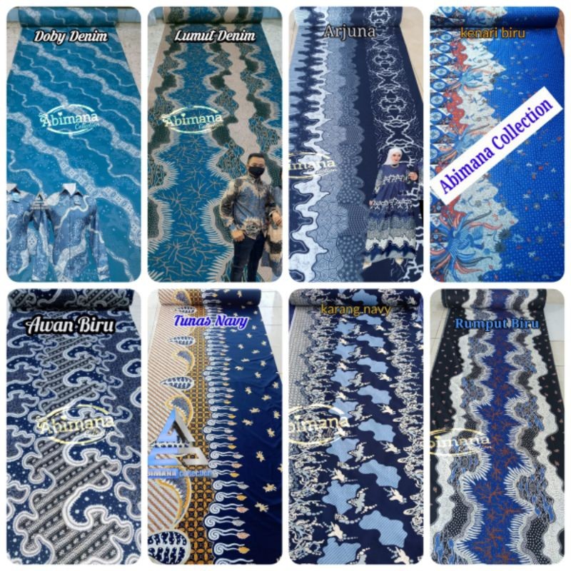 AST - KAIN BATIK WARNA BIRU // NAVY // DENIM // TOSKA PERMETER LEBAR 115CM