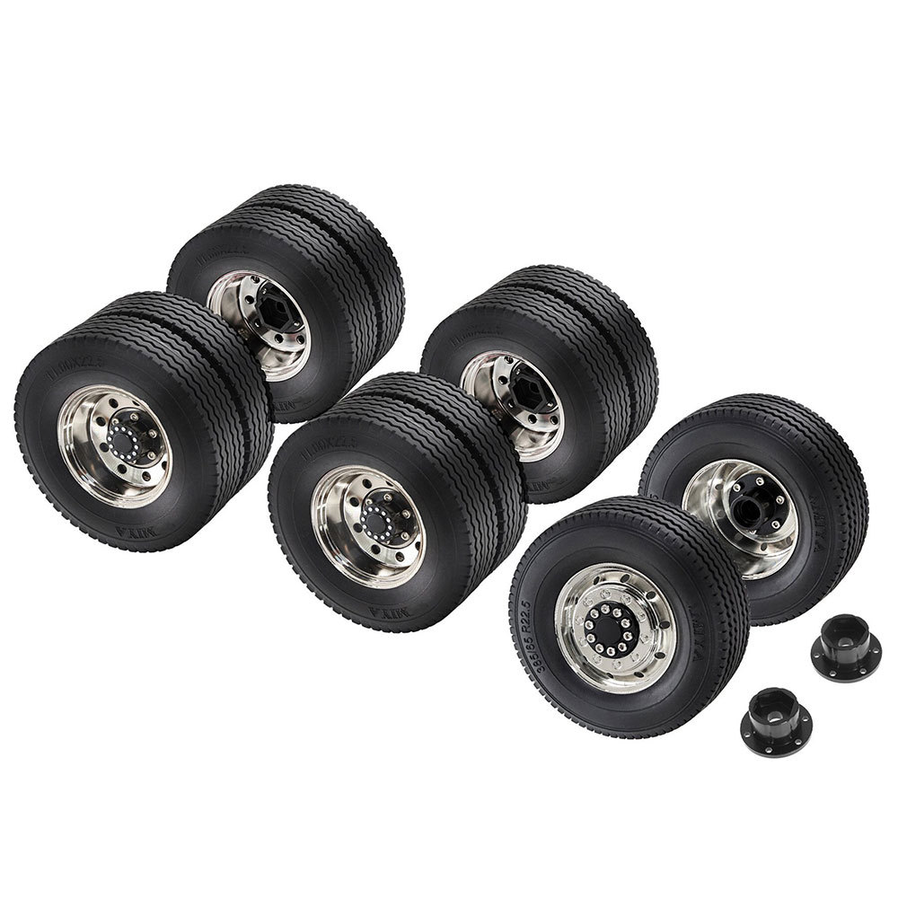 1/14 TAMIYA RC Truck Universal Metal Wheel Rim & Tire Set, Upgrade Parts for Model Cars