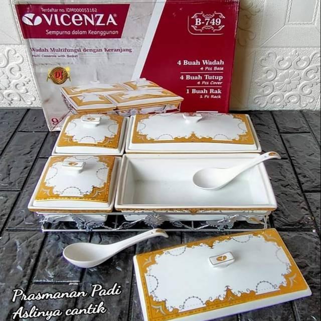 VICENZA B749 Multi Casserole Prasmanan Keramik Party Set 4 in 1 - Padi