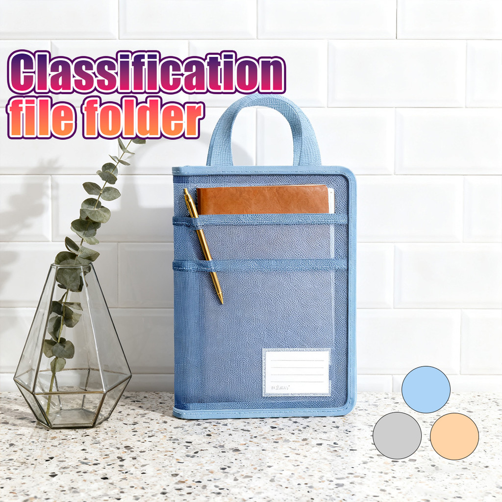 Map zipper| Map Resleting warna |Zipper Bag 2 Handle Jaring| Folio School Office Bag File Lapisan A3