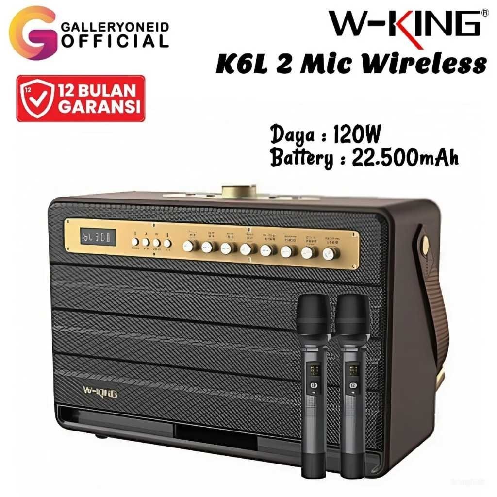 Speaker Bluetooth Super Bass Karaoke WKing K6L 2 Mic Wireless W King TWS