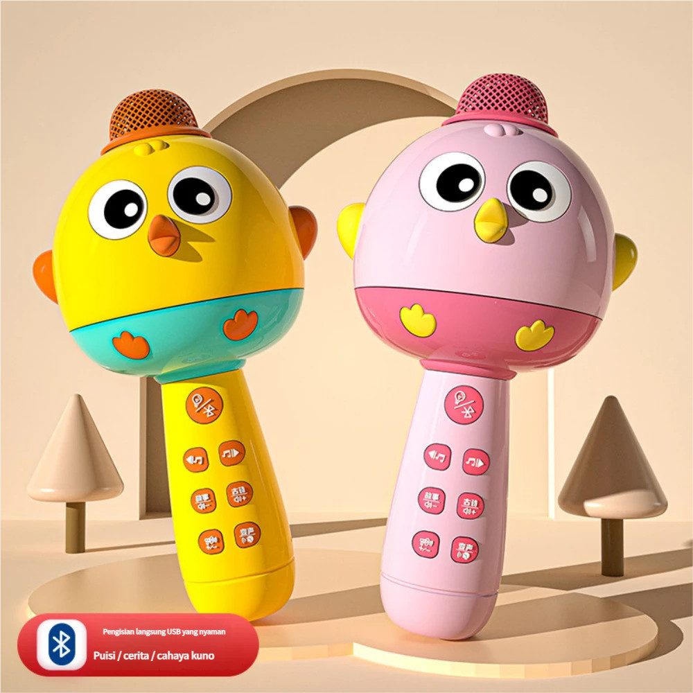 Mainan bernyanyi mikrofon nirkabel Bluetooth anak-anak