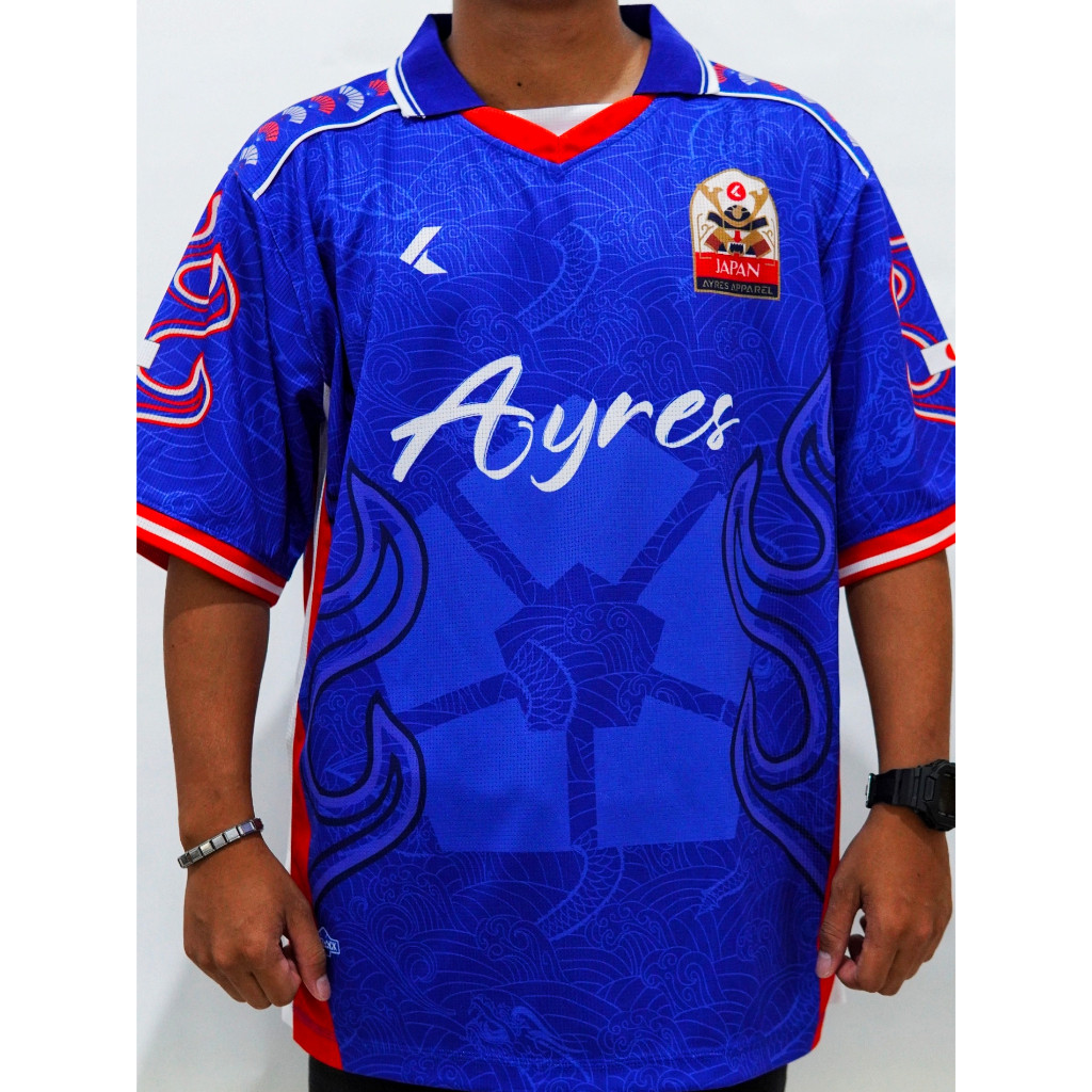 Ayres Jersey Fantasi Jepang 2002 Bluelock Oversized Blockcore Kaos Bola Anime Fashion Sport