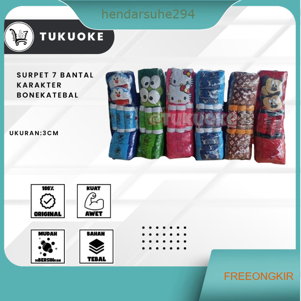 SURPET 7 BANTAL KARAKTER BONEKATEBAL 3 CM KASUR KARPET BANTAL BONEKA