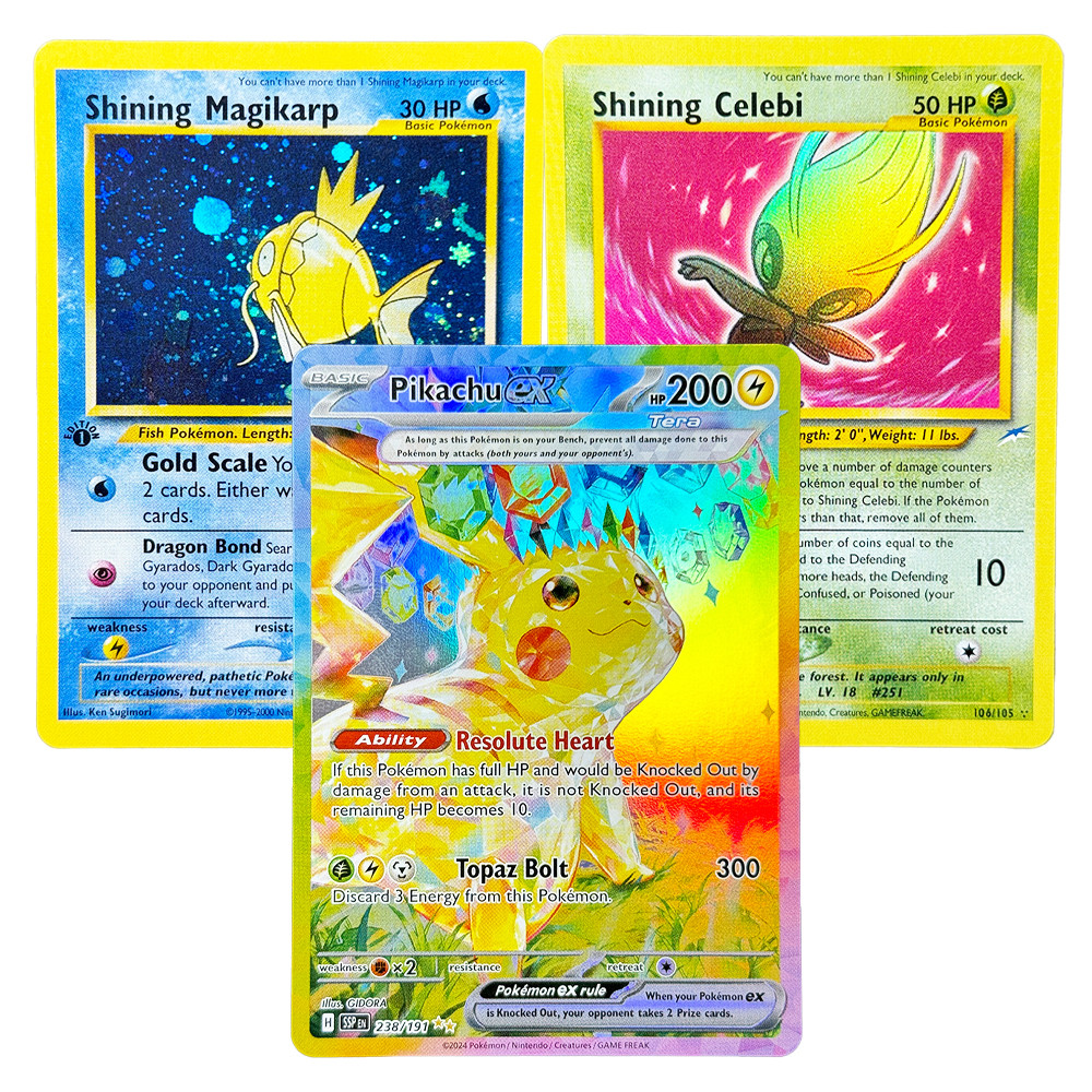 Holographic PKM Collection Card PTCG Proxy Game Shining Magikarp Shining Celebi Pikau ex Lugia V Shi