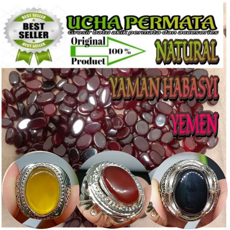 batu akik cincin yaman murah yaman dr yemen  habsyi ahmar merah kuning hitam / G7