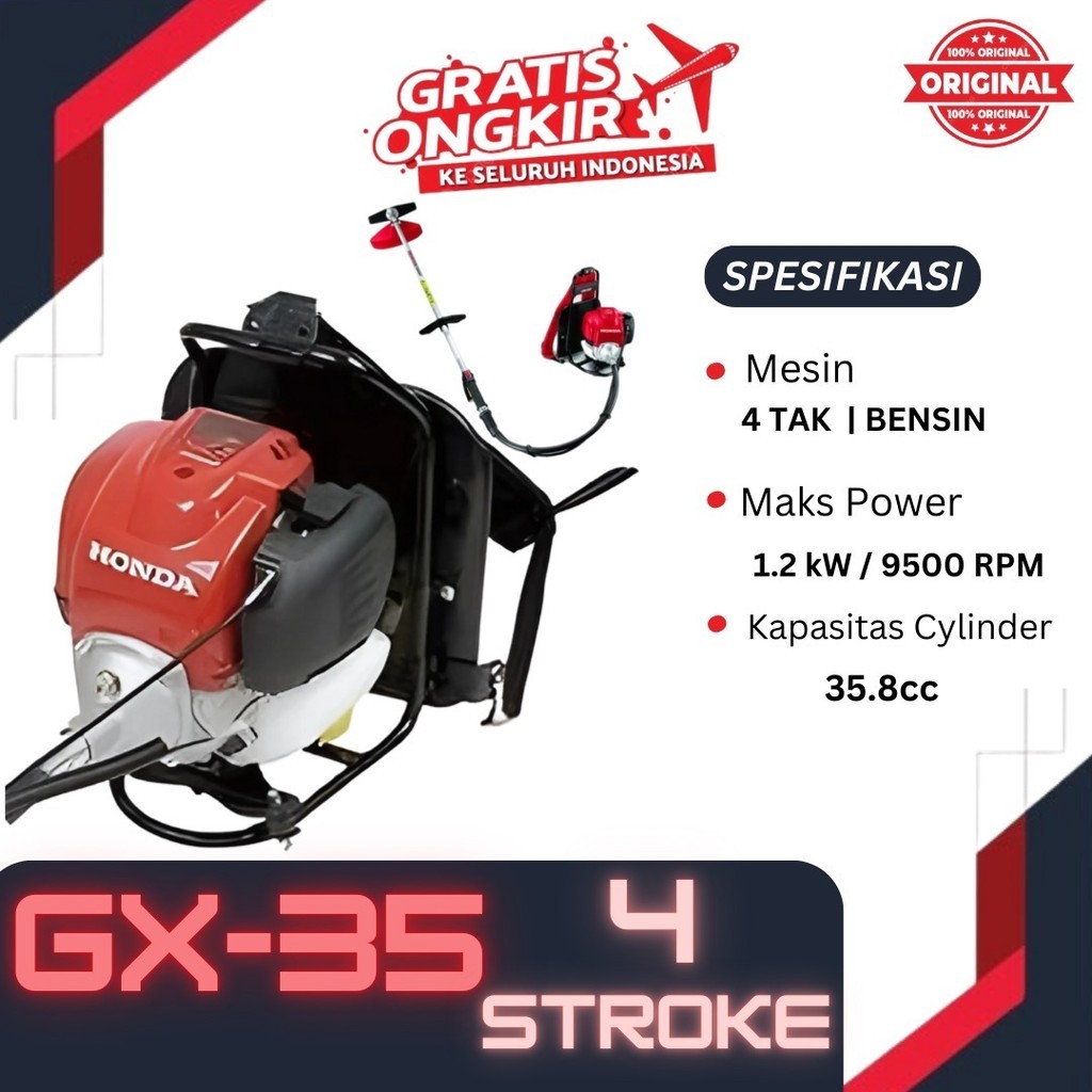 Hanya MESIN saja Mesin potong rumput honda 4 tak GX35 / brush cutter honda gx 35 4tak 4stroke 4 stro