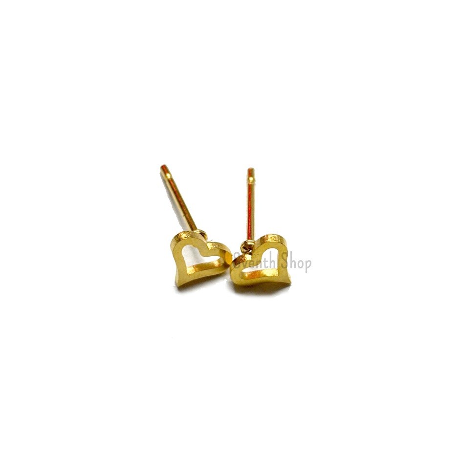 Anting Titanium Mini Love Hollow Gold Plated Stainless Steel