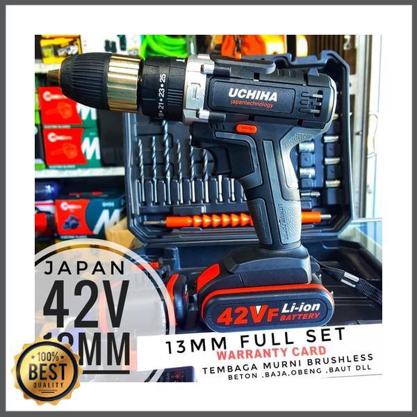 JAPAN impact drill baterai cordless mesin bor beton BESI 42V UCHIHA