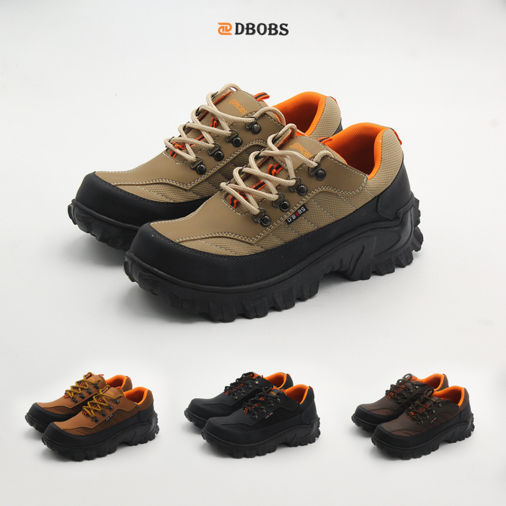 Promo Sepatu Safety Pria - Dbobs - Safety Shoes Hiking Septi Gunung Sefty Outdoor Tracking Black Ton
